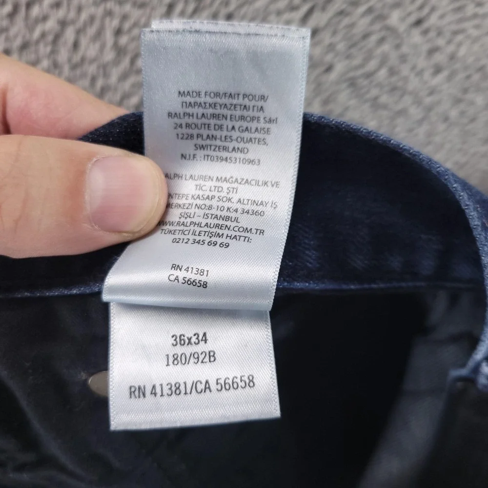 Polo Ralph Lauren Jeans Mens 36x34 Blue Varick Slim Straight Dark Wash Stretch